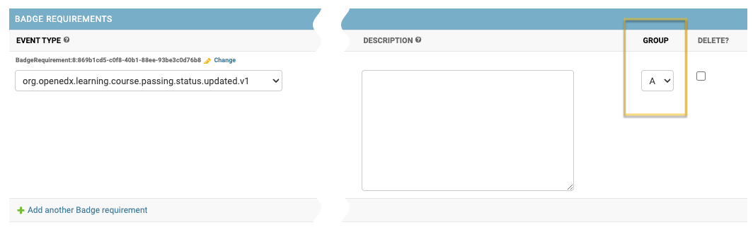 Badge requirement rules group
